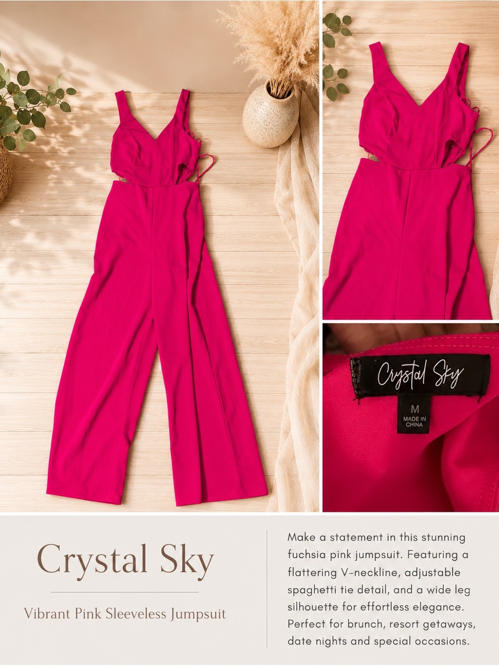 Sienna Sky Fuchsia Pink Wide-Leg Jumpsuit